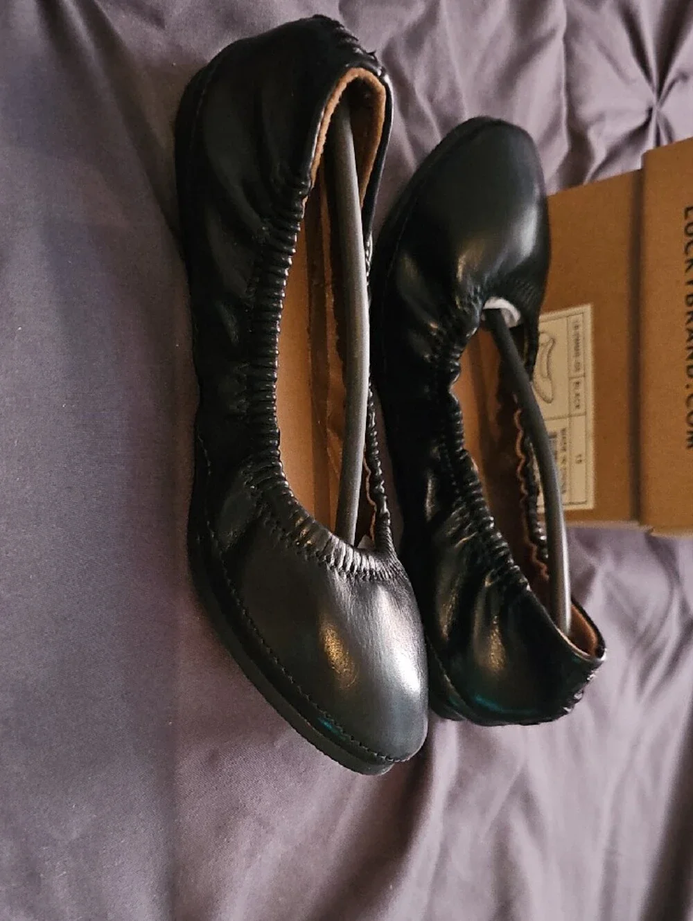 Kid's Lucky Brand Black Leather Ballet Flats